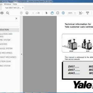 Yale D857 MO 20 20S 20F Service Manual P.No524237829 - PDF DOWNLOAD