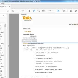 Yale E813 (GDP GLP35-40LJ GDP GLP45-55 MJ Europe) Parts Manual - PDF DOWNLOAD