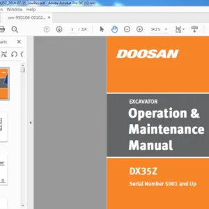 2014 Doosan DX35Z Excavator Operation & Maintenance Manual  - PDF DOWNLOAD