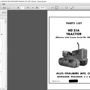 ALLIS CHALMERS HD21A CRAWLER TRACTOR PARTS MANUAL SN 12801 UP - PDF DOWNLOAD