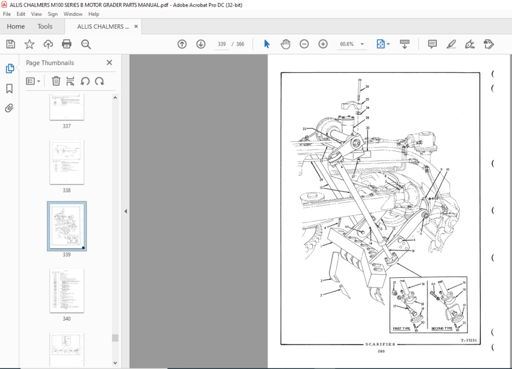 ALLIS CHALMERS M100 SERIES B MOTOR GRADER PARTS MANUAL - PDF DOWNLOAD ...