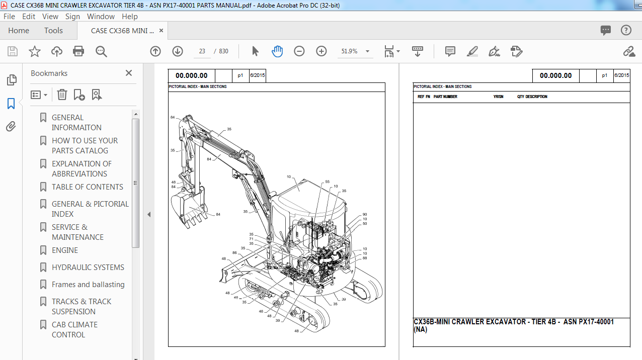 CASE CX36B MINI CRAWLER EXCAVATOR TIER 4B - ASN PX17-40001 PARTS MANUAL ...