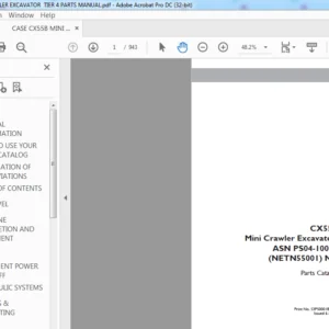 CASE CX55B MINI CRAWLER EXCAVATOR  TIER 4 PARTS MANUAL - PDF DOWNLOAD
