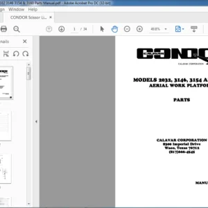 CONDOR Scissor Lift 2032 3146 3154 & 3160 Parts Manual - PDF DOWNLOAD