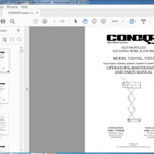 CONDOR Scissor Lift V2033XL V2033 Operator's & Parts Manual - PDF DOWNLOAD