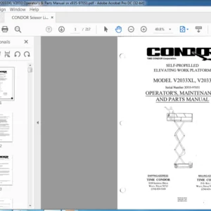 CONDOR Scissor Lift V2033XL V2033 Operator's & Parts Manual Sn X935-97051 - PDF DOWNLOAD