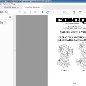 CONDOR Scissor Lift V3287G & V4287G Operation & Parts Manual - PDF DOWNLOAD