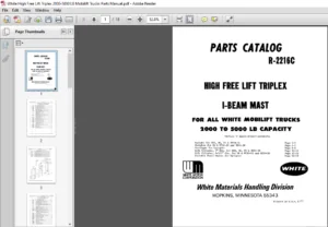 White High Free Lift Triplex 2000-5000 LB Mobilift Trucks Parts Manual - PDF Download!