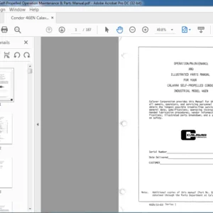 Condor 46EN Calavar Self-Propelled Operation Maintenance & Parts Manual - PDF DOWNLOAD