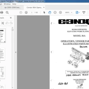 Condor 86A Operator's, Vendor Parts & Parts Manual - PDF DOWNLOAD