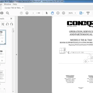 Condor T60 & T66J Elevation Work Platform Operation Service & Parts Manual - PDF DOWNLOAD