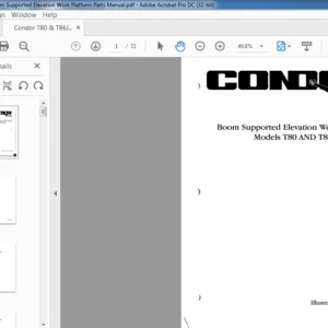 Condor T80 & T86J Boom Supported Elevation Work Platform Parts Manual - PDF DOWNLOAD