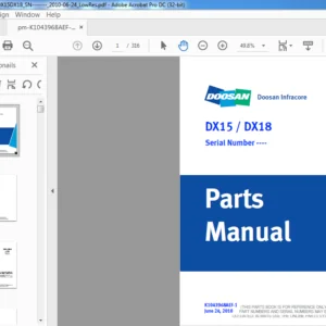 DOOSAN DX15 DX18 EXCAVATOR PARTS MANUAL  - PDF DOWNLOAD