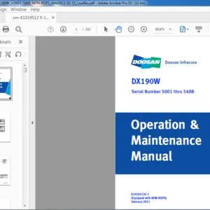 DOOSAN DX190W EXCAVATOR OPERATION & MAINTENANCE MANUAL - PDF DOWNLOAD