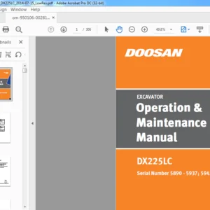 DOOSAN DX225LC  EXCAVATOR OPERATION & MAINTENANCE MANUAL 950106-00281CE   - PDF DOWNLOAD
