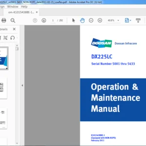 DOOSAN DX225LC EXCAVATOR OPERATION & MAINTENANCE MANUAL K1015438BE-1  - PDF DOWNLOAD