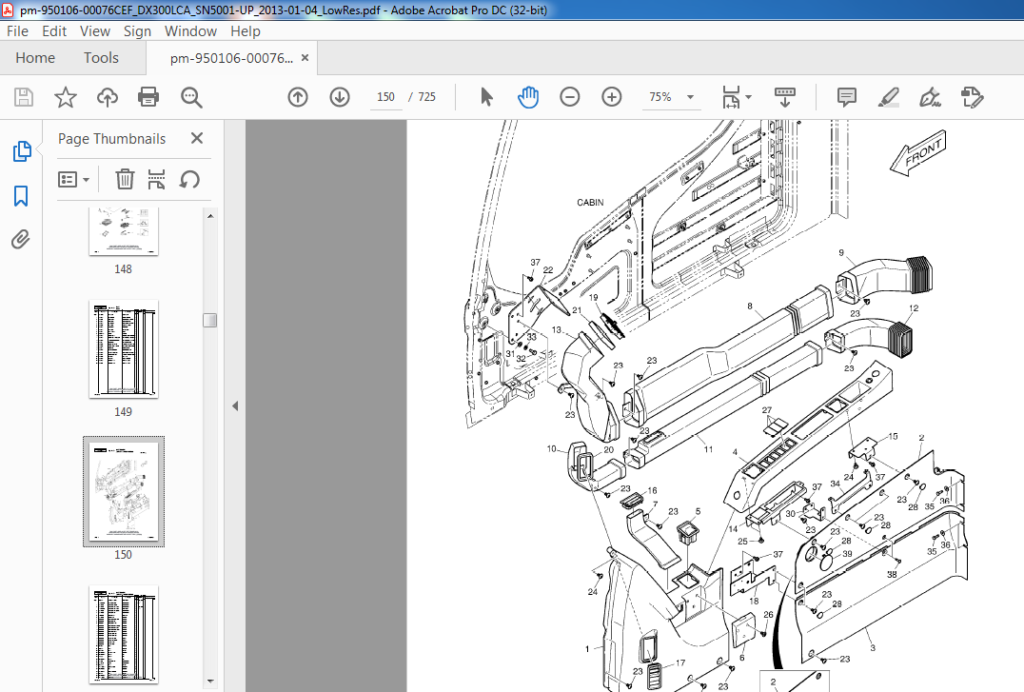 DOOSAN DX300LCA EXCAVATOR PARTS MANUAL 950106-00076CEF - PDF DOWNLOAD ...