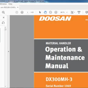 DOOSAN DX300MH 3 EXCAVATOR MATRIAL HANDLER OPERATION & MAINTENANCE MANUAL 950106-01403NAMH - PDF DOWNLOAD