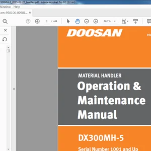 DOOSAN DX300MH 5 EXCAVATOR MATERIAL HANDLER OPERATION & MAINTENANCE MANUAL 950106-00981NAMH - PDF DOWNLOAD