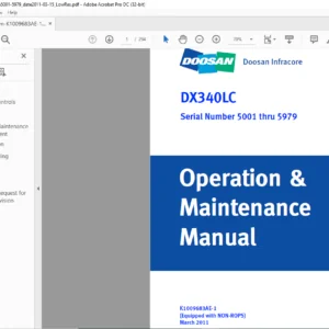 DOOSAN  DX340LC EXCAVATOR Operation and Maintenance Manual K1009683AE-1 - PDF DOWNLOAD