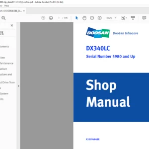 DOOSAN  DX340LC EXCAVATOR SHOP MANUAL K1009684BE - PDF DOWNLOAD
