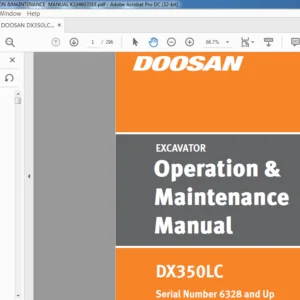 DOOSAN DX350LC  EXCAVATOR OPERATION &MAINTENANCE  MANUAL K1046035EE  -  PDF DOWNLOAD