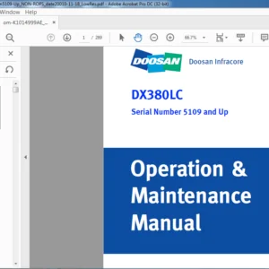 DOOSAN DX380LC EXCAVATOR OPERATION & MAINTENANCE MANUAL SN 5109 AND UP - PDF DOWNLOAD