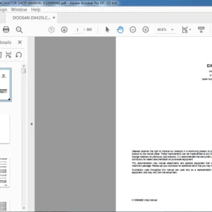 DOOSAN DX420LC EXCAVATOR SHOP MANUAL K1009096E  - PDF DOWNLOAD