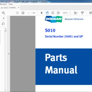 DOOSAN S010 EXCAVATOR PARTS MANUAL SN 20001 AND UP - PDF DOWNLOAD