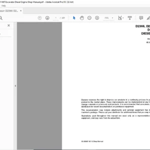 Doosan D2366 D2366T D1146 & D1146T Excavator Diesel Engine Shop Manual  - PDF DOWNLOAD