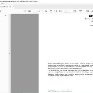 Doosan DH130-2 Excavator Operation & Maintenance Manual - PDF DOWNLOAD