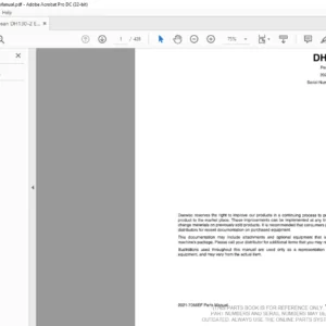 Doosan DH130-2 Excavator Parts Manual - PDF DOWNLOAD