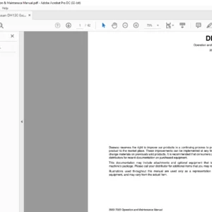 Doosan DH130 Excavator Operation & Maintenace Manual - PDF DOWNLOAD