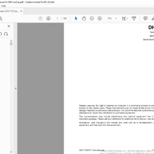 Doosan DH170 Excavator Parts Manual Sn 0001 and up - PDF DOWNLOAD