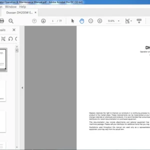 Doosan DH200W Excavator Operation & Maintenance Manual - PDF DOWNLOAD