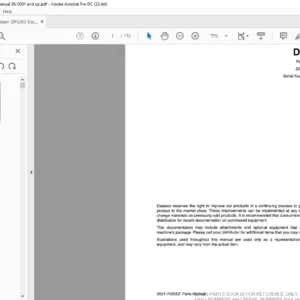 Doosan DH280 Excavator Parts Manual SN 0001 and up - PDF DOWNLOAD