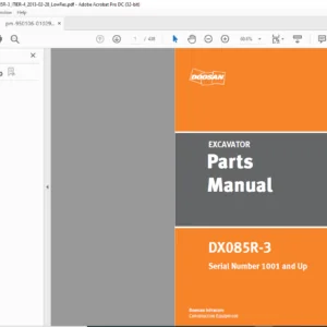 Doosan DX085R 3 Excavator Parts Manual - PDF DOWNLOAD