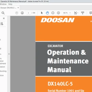 Doosan DX140LC-5 Excavator Operation & Maintenance Manual - PDF DOWNLOAD