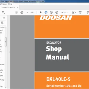 Doosan DX140LC-5 Excavator Shop Manual 950106-01141E - PDF DOWNLOAD