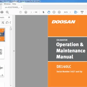 Doosan DX140LC Excavator Operation & Maintenance Manual K1027954DE  - PDF DOWNLOAD