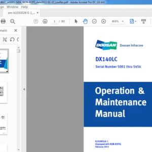 Doosan DX140LC Excavator Operation & Maintenance Manual K1030026E - PDF DOWNLOAD