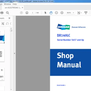 Doosan DX140LC Excavator Shop Manual K1027955AE - PDF DOWNLOAD