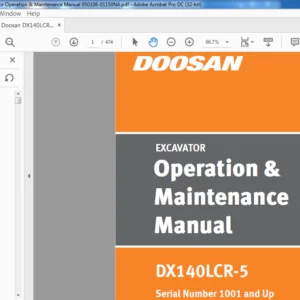 Doosan DX140LCR-5 Excavator Operation & Maintenance Manual 950106-01150NA - PDF DOWNLOAD