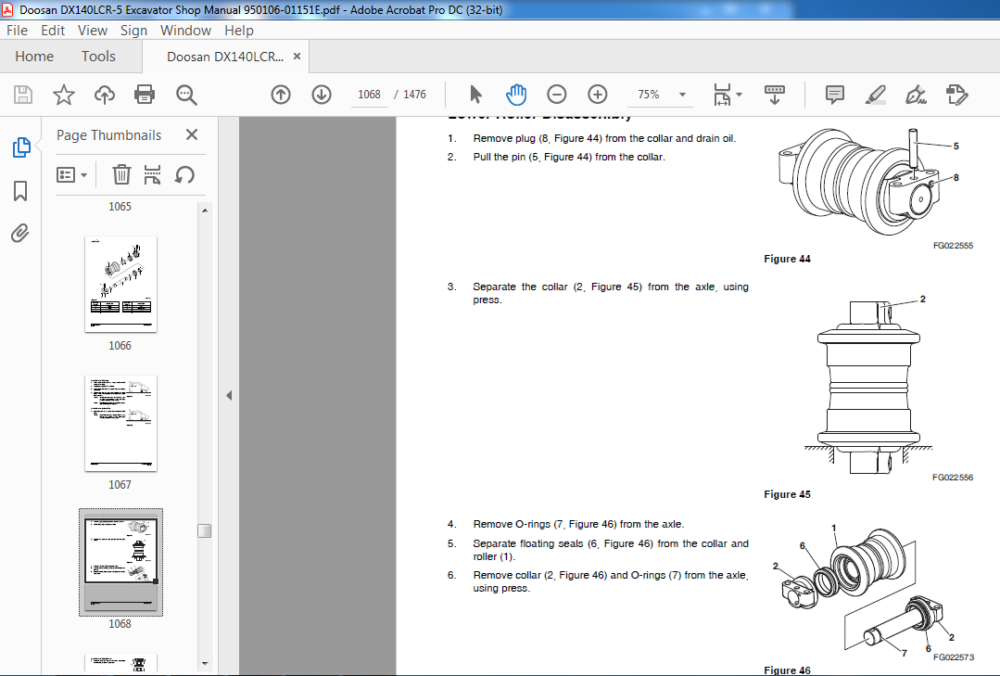 Doosan DX140LCR-5 Excavator Shop Manual 950106-01151E - PDF DOWNLOAD ...