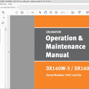 Doosan DX140W-3 DX160W-3 Excavator Operation & Maintenance Manual 950106-00351BNA-1 - PDF DOWNLOAD