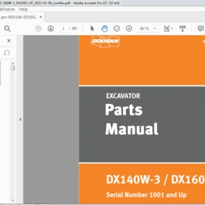 Doosan DX140W-3 DX160W-3 Excavator Parts Manual 950106-00350AEF - PDF DOWNLOAD