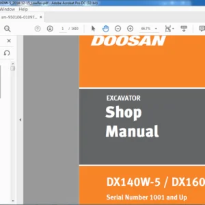 Doosan DX140W-5 DX160W-5 Excavator Shop Manual - PDF DOWNLOAD