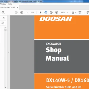 Doosan DX140W-5 DX160W-5 Excavator Shop Manual - PDF DOWNLOAD