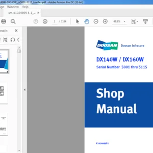 Doosan DX140W DX160W Excavator Shop Manual K1024899E  - PDF DOWNLOAD