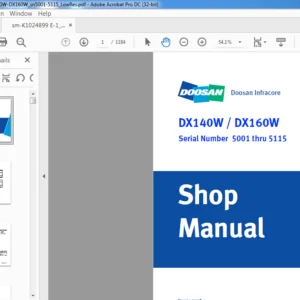 Doosan DX140W DX160W Excavator Shop Manual K1024899E - PDF DOWNLOAD